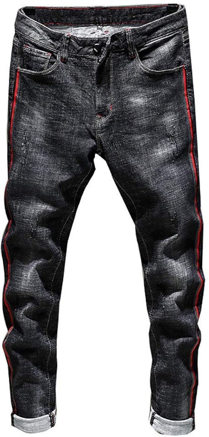 Zilosconcy New Mens Black Denim Jeans All Waist Men's Skinny Stretch