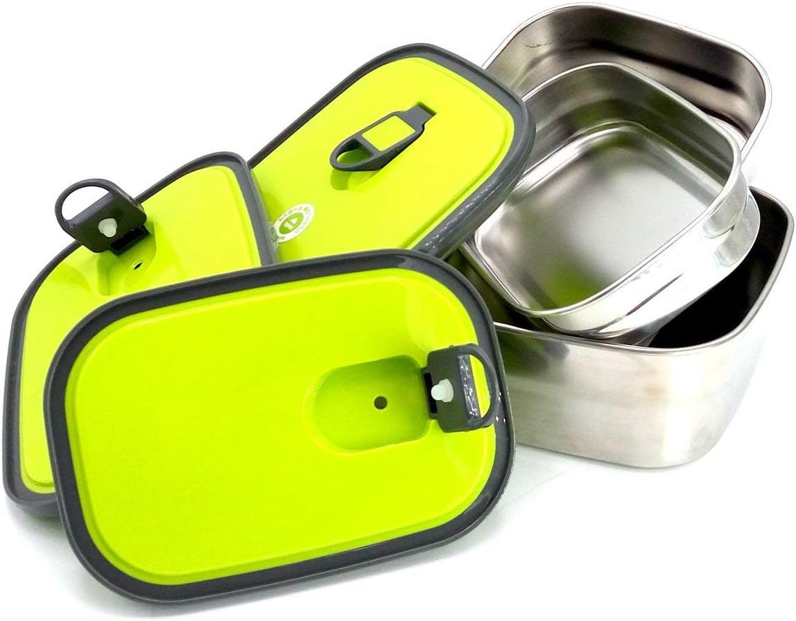Homesoul Lunch Box Tiffin for School Office with Inner Stainless Steel Rectangle Dinner Box Food Container (3 in 1, Multi-Colour)