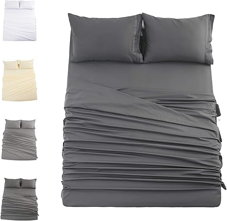 Amazon Com Abakan Luxury 100 Egyptian Cotton Sheets Queen Size 4pc Extra Long Staple Qrganic Cotton Sheets Fits Mattress Up To 14 Deep Pocket Sateen Weave Ultra Soft Hypoallergenic Queen Dark Grey