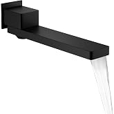 HONGTONGSOWER Matte Black Waterfall Tub Faucet Spout Non Diverter for Bathtub Shower Faucet Folding Wall Mount 180 Degree Swivel Bath Tub Spout with ON/Off High Flow Filler Bath Spa Bathtub Spout