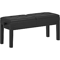 HOMCOM Piano Bench with Storage, Height Adjustable Piano Stool, PU Leather Tufted Keyboard Seat with Rubber Wood Legs, Black