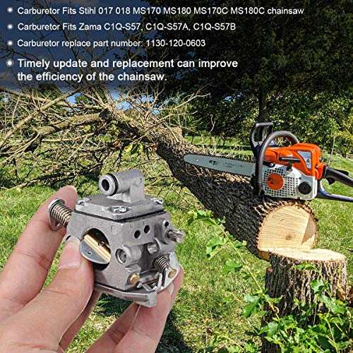 ZAMDOE Vergaser für Stihl MS180 / MS170 / MS 170C / MS 180C / 017/018 Kettensäge, C1Q-S57A 1130 120 0603 ersetzen, mit Benzin/Ãl Schlauch Filter Zündkerze Ansaugstutzen – Bild 7
