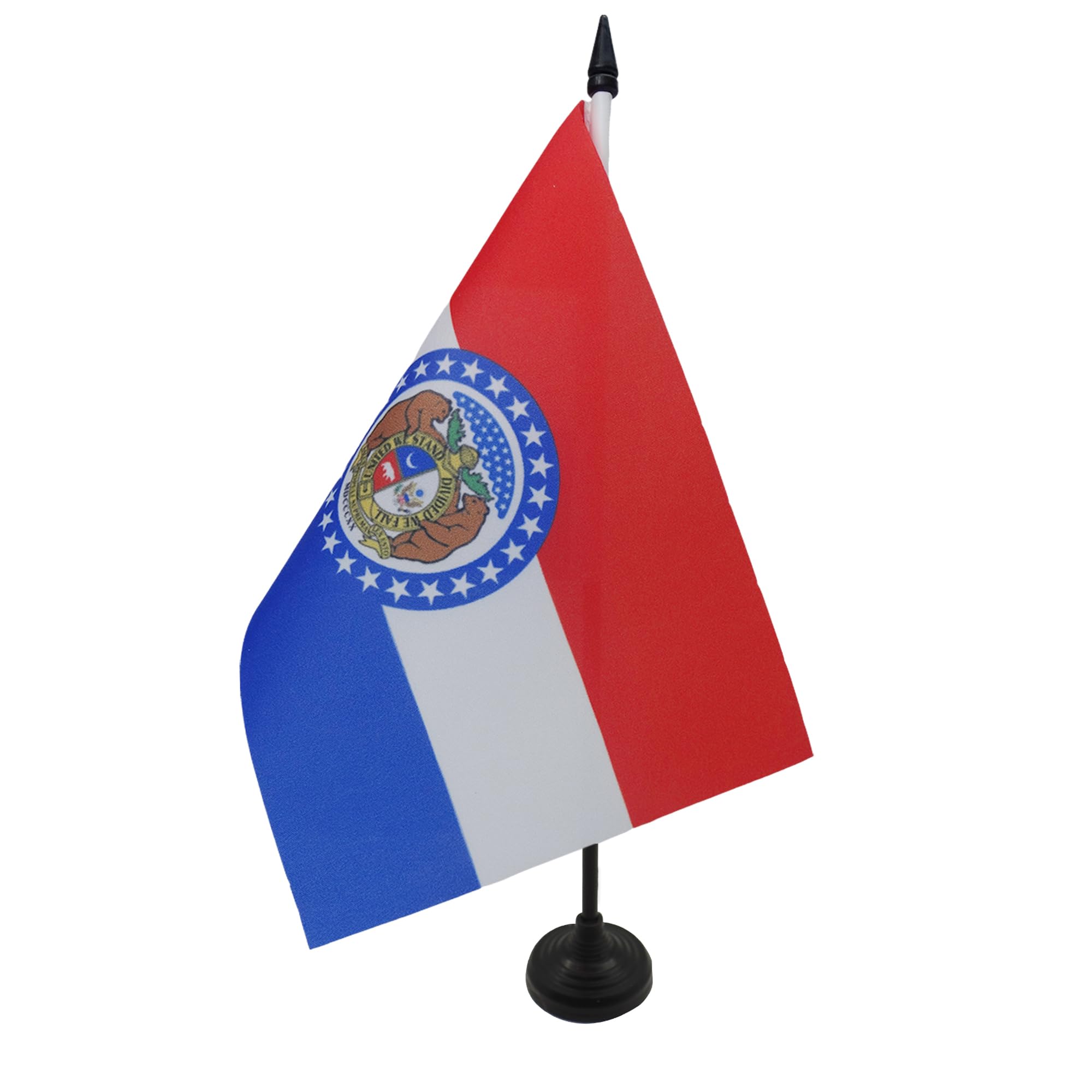 AZ FLAG Missouri Table Flag 5'' x 8'' - US state of Missouri Office Decoration 100% Polyester 21 x 14 cm - Mini Desk Flag with Pole and Black Plastic Base