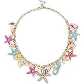 Xeyau Mermaid Necklace Starfish Necklace Shell Necklaces Jewelry for Women Beach Jewelry Seashell Necklaces Mermaid Accessories Women
