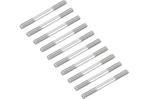 METALLIXITY Double Ended Stud Screws (M6 Thread 60mm Length) 10pcs, 304 Stainless Steel Dual Threaded Rod Bolts - for House Maintenance