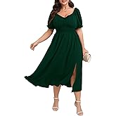 Womens Plus Size Dress Wedding Guest Cocktail Short Sleeve Stringy Selvedge V Neck Slit A Line Flowy Maxi Dresses
