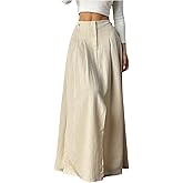 Milumia Women's Casual High Waist Maxi Skirt with Slit Elegant Ruffle Flowy A Line Long Skirts