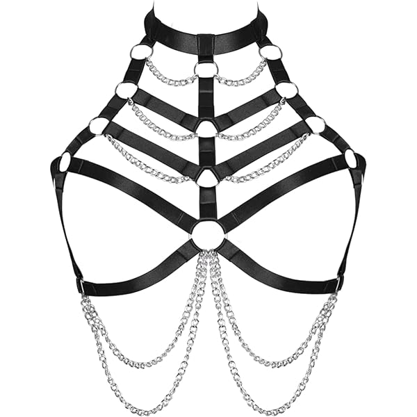 BBOHSS Damen Leder Body Harness Punk BH Gothic Karneval BH Verstellbarer Tanz BH Kostüm Zubehör