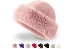2026 New Womens Winter Faux Fur Bucket Hat, Warm Faux Mink Plush Hat Fluffy Fisherman Fuzzy Bucket Hat