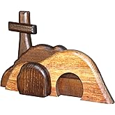 HZXCNUN Empty Tomb Easter Scene and Cross, Wooden Empty Tomb Jesus Tomb Easter Tomb Decor Suitable for Religious Home Office Desktop Decoration