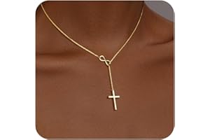 Poxtex Infinity Cross Necklace for Women, Unique Trendy Fahion Cross Jewelry Gifts, Non Tarnish & Waterproof Dainty Simple Gold Cross Pendant, Christian Religious Easter Faith Accessories Jewelry Gifts