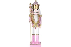 CynynYxy Nutcracker Christmas Decor,12 Inches Pink Nutcracker Figures, Wooden Nutcrackers Ornaments for Festival Party Xmas(Pink1)