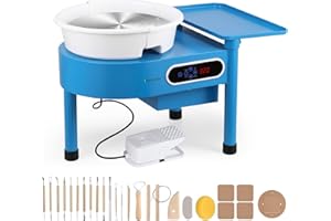 Bonoutil Pottery Wheel Machine, 30cm/12in with Bat System LCD&Foot Pedal 0-320RPM Electric Ceramic Forming Machine Adults Max 20 lbs Capacity 20PCS DIY Sculpting Tool
