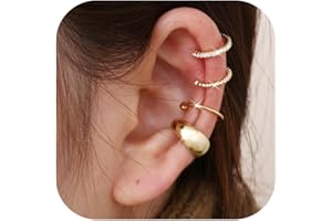 FUNRUN JEWELRY Ear Cuff Earrings for Women Non Piercing 14K Gold Plated Ear Cuffs Non Pierced Adjustable Fake Earrings 3-4PCS