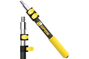OPOW 1.5-3 FT Telescopic Extension Pole, 9 FT Reach Multi-Purpose Telescoping Pole with Universal Twist-on Metal Tip, Lightweight and Sturdy Extendable Pole for High House Cleaning, Dusting and Painting