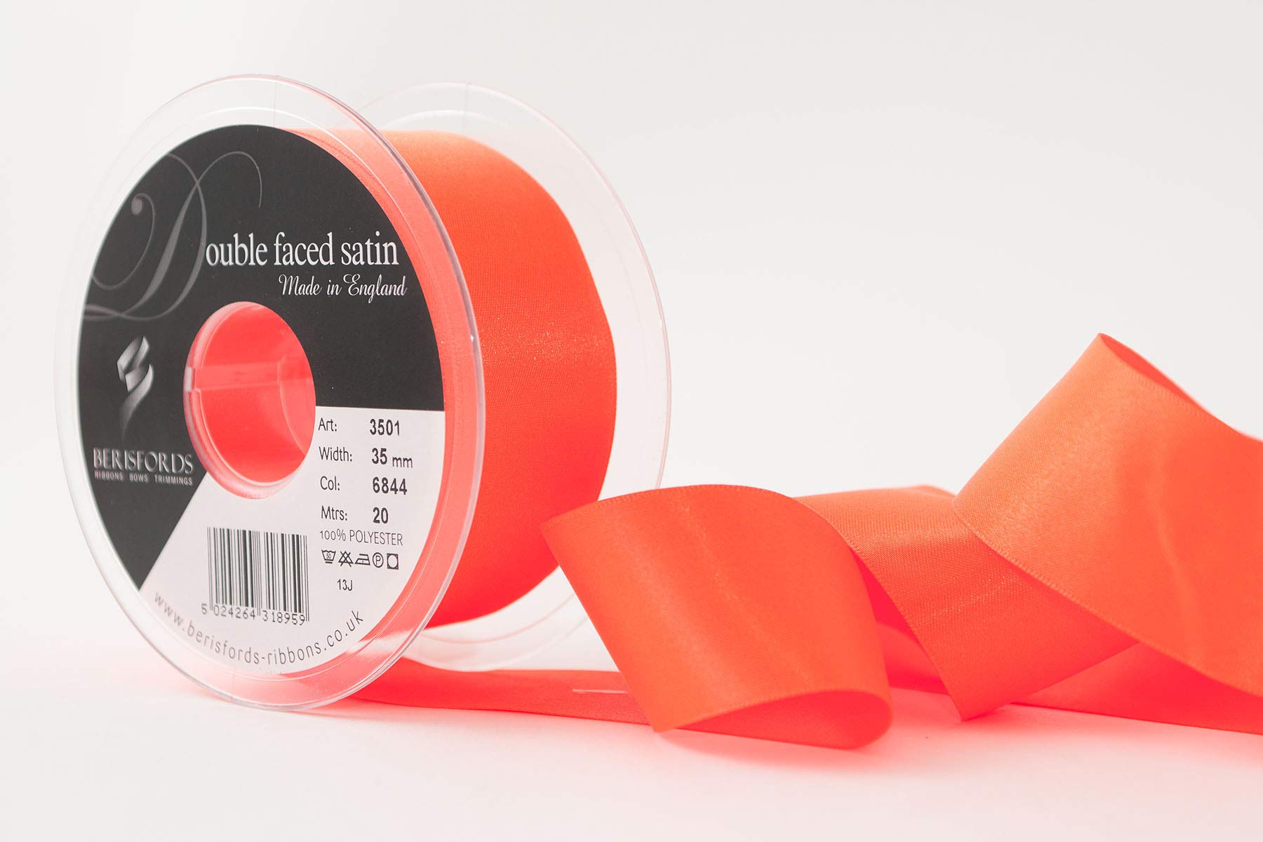 Berisfords Ribbon, Flo Orange, 35 mm