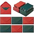 100 Pack Christmas Mini Envelopes with Red Green Blank Note Cards Small Self-Adhesive Envelopes Small Business Card Envelopes(4 x 2.7 Inches) (Christmas Red Green)