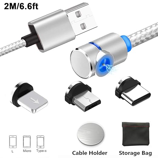 Magnetisches USB Ladekabel, Multi 3-in-1 Kabel Ladegerät mit LED für Handy/Android Phone Micro-Lighting-Typ C - No Sync Data