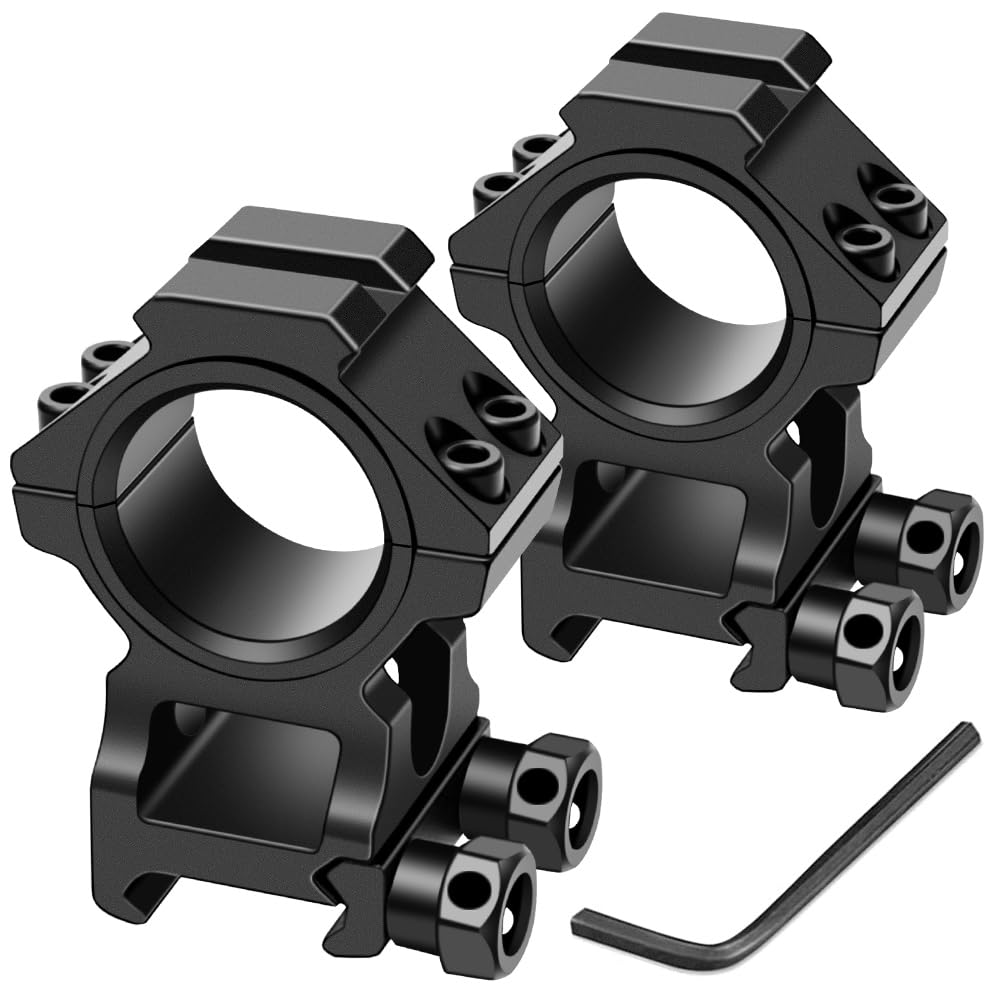 2 Pcs Scope Rings, High Profile 1 Inch 25.4mm / 30mm Rifle Scope Rings,Scope Mount Rings Universal Barrel Scope Mount fits 20mm Rail (M3022_Top Rail)