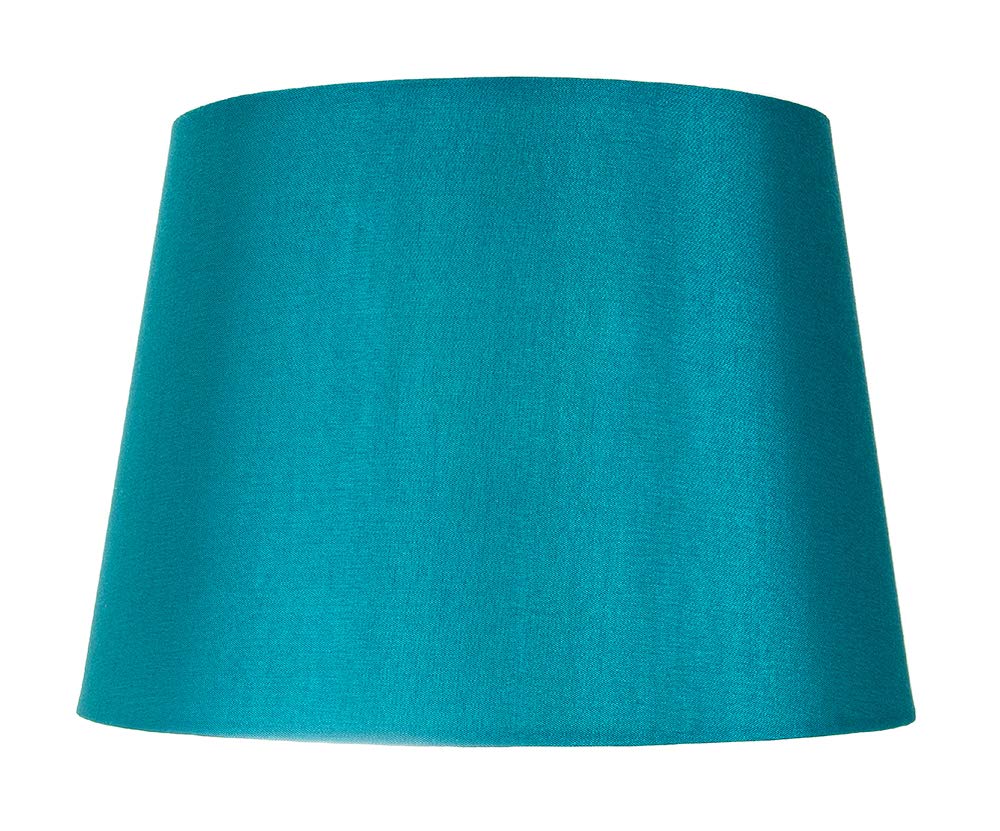 Traditionally Designed Medium 12" Lamp Shade in Teal Faux Silk Fabric | 60w Max | 30cm Bottom Diameter by Happy Homewares