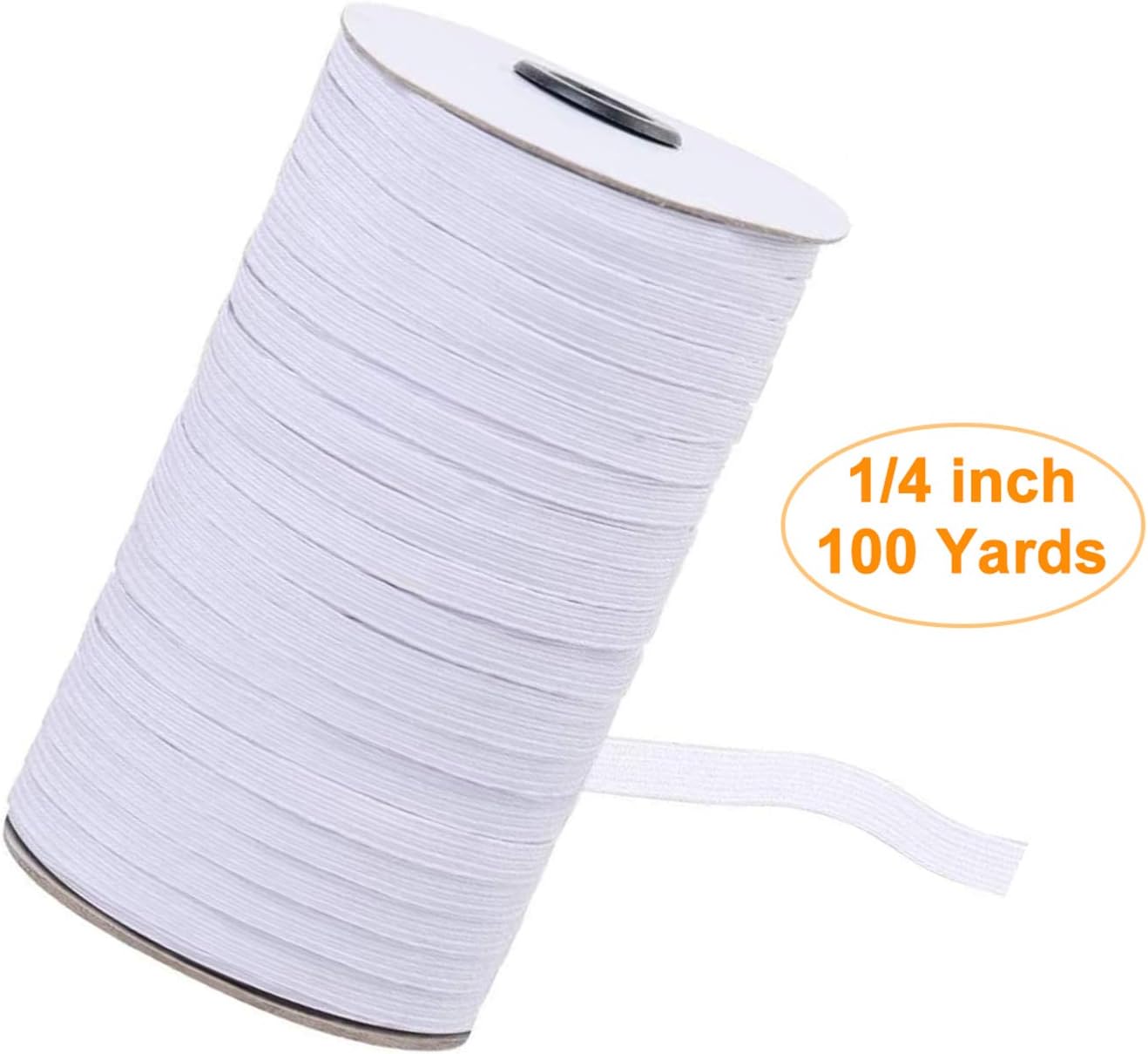 Elastic Band Elastic Cord 100 Yards 6mm Width Elastic Rope Stretch String for Sewing/Ear Band Loop/DIY Crafts/Waistbands/Arts & Craft(White, 1/4inch)