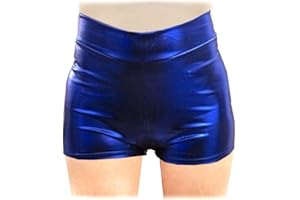 SACASUSA Shiny Stretchy Metallic Mini Shorts Hot Pants for Halloween Costume Party