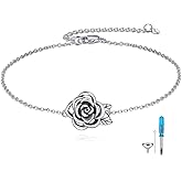 HOPEEZZ Rose Urn Bracelet for Ashes 925 Sterling Silver Rose Flowers Cremation Jewelry for Ashes Keepsake Bracelet for Women Mom