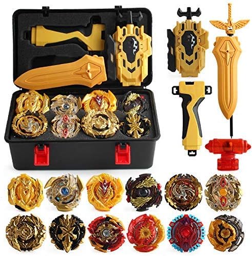 Lshuqing 12 pcs Bayblades Burst Evolution Metal Fusion with 2 Launchers Gyro Battling Game Starter Pack Set 12 Spinning Top + 2 Launcher