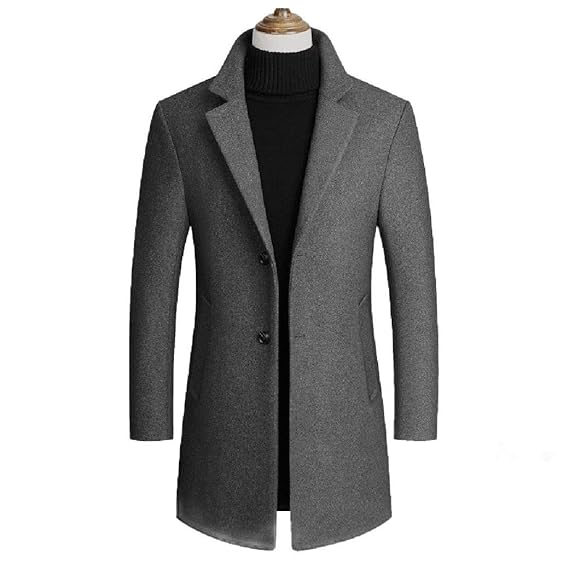 Amazon Sayahe メンズ カジュアル トレンチ コート ウール ブレンド