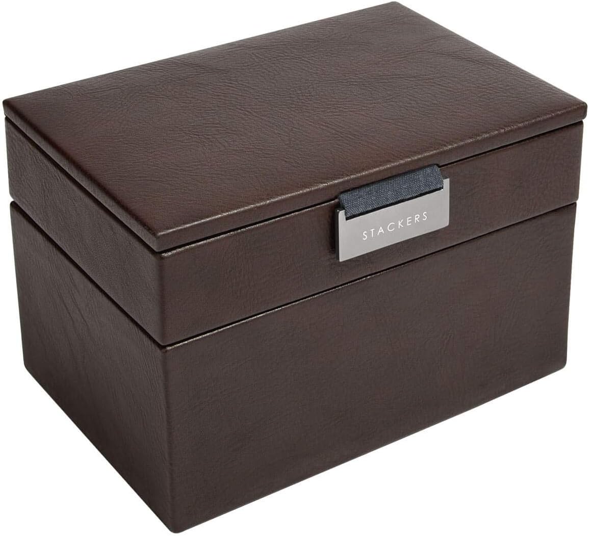 Stackers Mens Brown Watch & Cufflink Box Mini set of 2 - Image 4