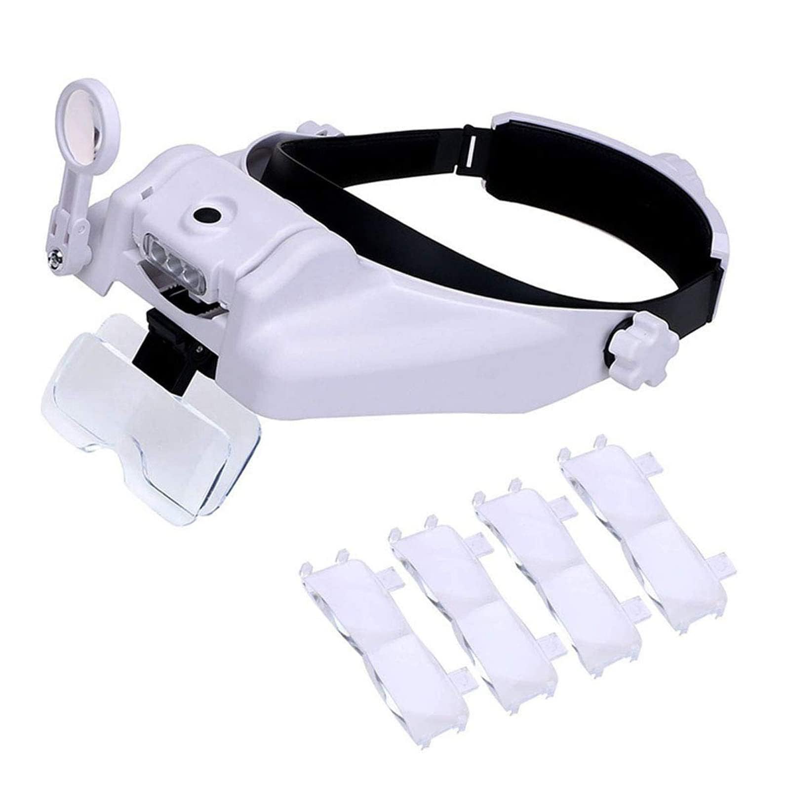 Lychee magnifying glass with lighting, head-mounted magnifying mask with 3 decorative magnifying glass LEDs, 1x to 14x freehand zoom for reading, sewing and watch maintenance