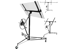 MOCHALIGHT Drywall Lift 11FT Heavy Duty, 150Lb Capacity Sheetrock Hoist with Telescopic Arm & Locking Wheels, Steel Panel Lifter for Ceiling Installation, One-Person Drywall Tool for Construction, Remodeling