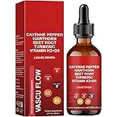 Cayenne Pepper Drops, Organic Cayenne Pepper Liquid Supplement with Hawthorn, Beet Root, Turmeric, Vitamin K2+D3 & Berberine Extract, Improves Stamina, Boosts Energy Levels