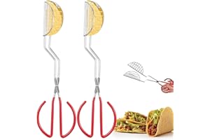 Taco Shell Tongs for Frying - U-Shaped Stainless Steel Taco Maker with Easy-Grip Handle, Heat-Resistant & Dishwasher Safe Kit