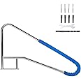 GarveeLife Pool Handrail 55"x 32", 304 Stainless Steel 385LBS Load Capacity Silver Rustproof Pool Rail for Inground Pool with Blue Grip Cover & Accessories