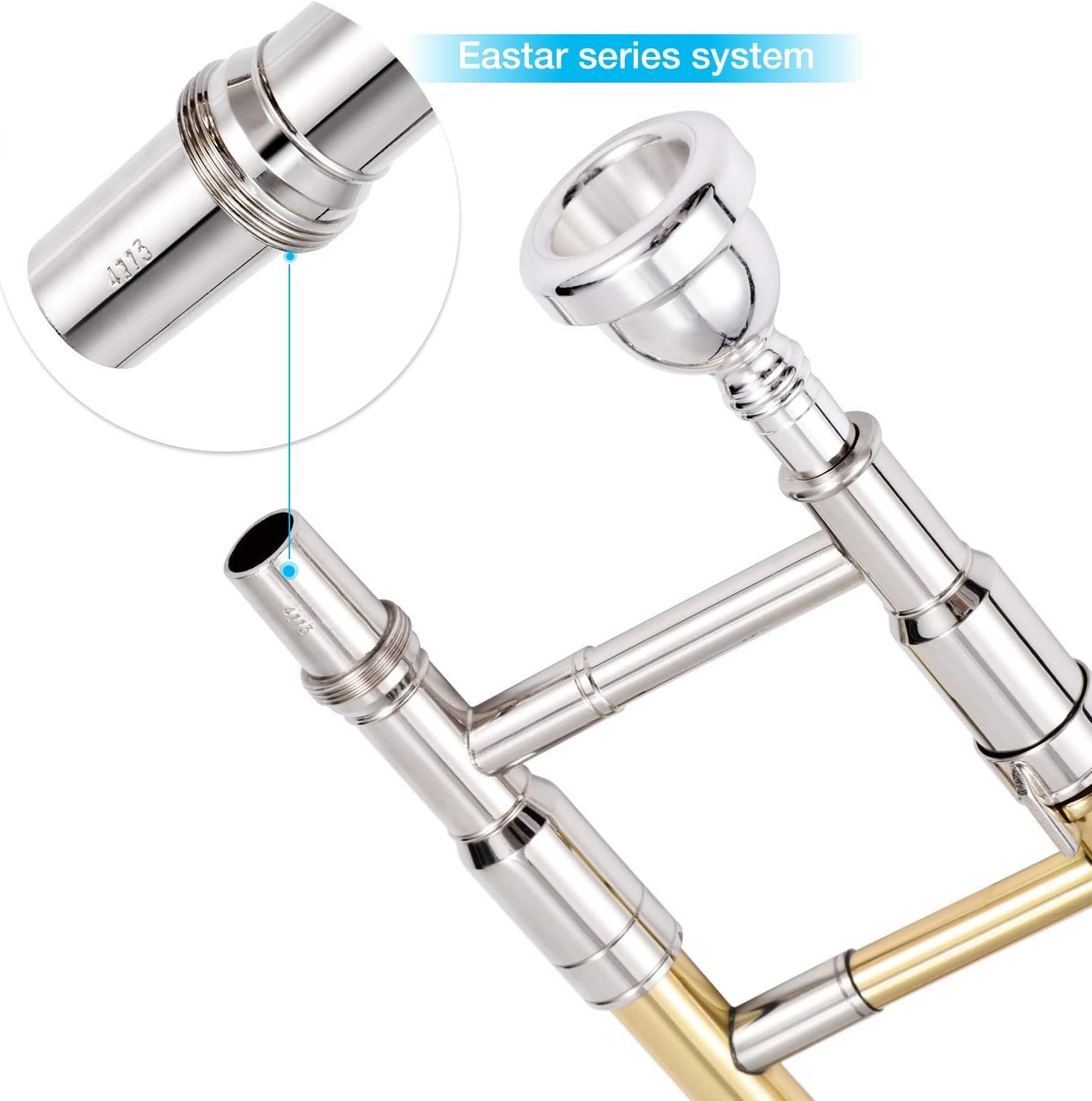 Eastar Bb Tenor Slide Trombone Brass with Hard Case Mouthpiece Cleaning Kit & Care Kit Standard Student Beginner Trombone ETB-330: Musical Instruments