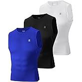 Runhit 3 Pack Men's Compression Shirts Sleeveless Workout Athletic Tank Top Sports Base Layer Undershirt for Running Gym