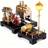 MechPuConToy Steam Engine Model with Boiler and Lamp Scene DIY Kit 84PCS | SE-01 Full Metal Beam Engine Steam Engine Model Kit That Works with Centrifugal Regulator
