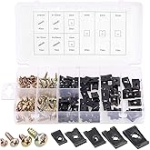 Rustark 170 Pcs U-Clip and Screw Assortment Kit 9 Sizes Auto Car Clips Fasteners with Screws Set in Store Case for Bumper Das