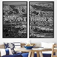 2 Piece Framed Canvas Wall Art Monochromatic Mountains Canvas Prints Home Artwork Decoration for Living Room,Bedroom - 16