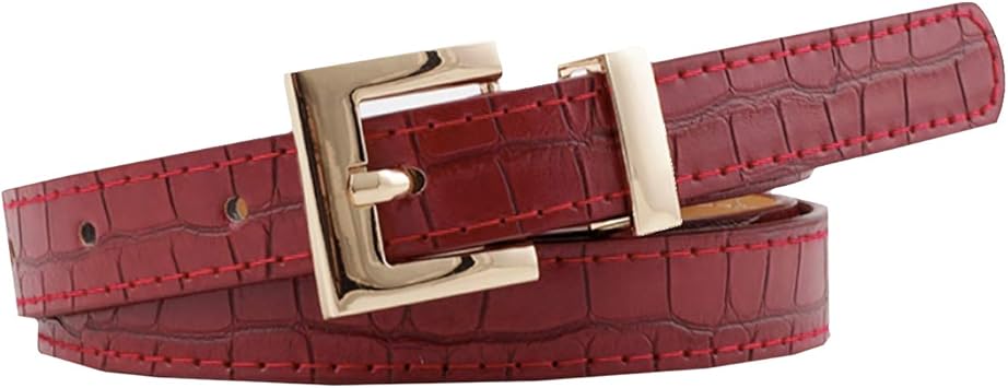 Amazon Co Jp Buzzxselection バズ セレクション レディース フェイク レザー ベルト 細い クロコダイル ワニ スーツ カジュアル Lbt036 01レッド スポーツ アウトドア