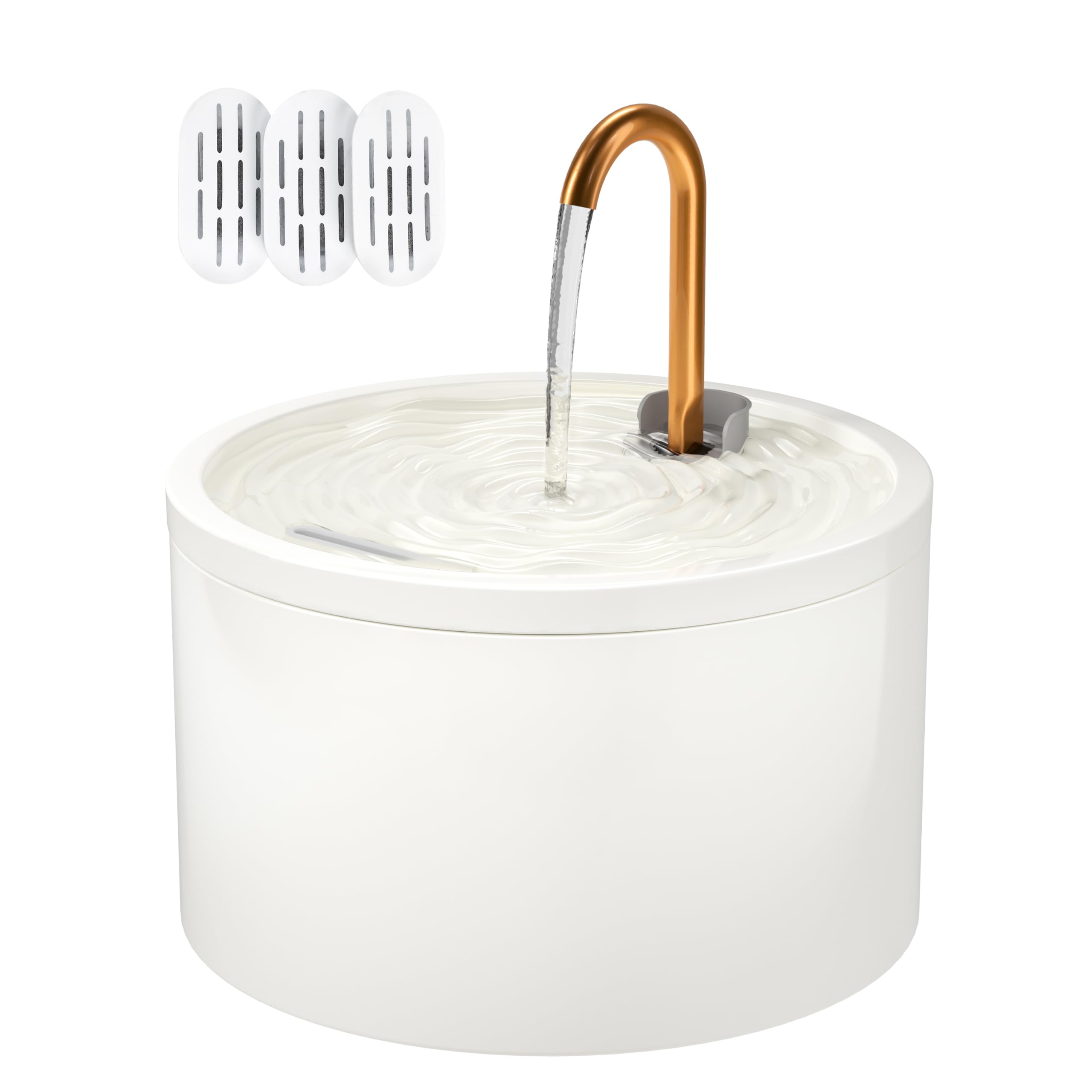 Photo 1 of DOOOB Ceramic Cat Water Fountain, 2.1L/71oz Ceramic Cat Fountain, Automatic Ceramic Water Fountain for Cats, Pet Water Fountain with Ultra-Quiet Pump and 3 Filters & 3 Sponges (White)