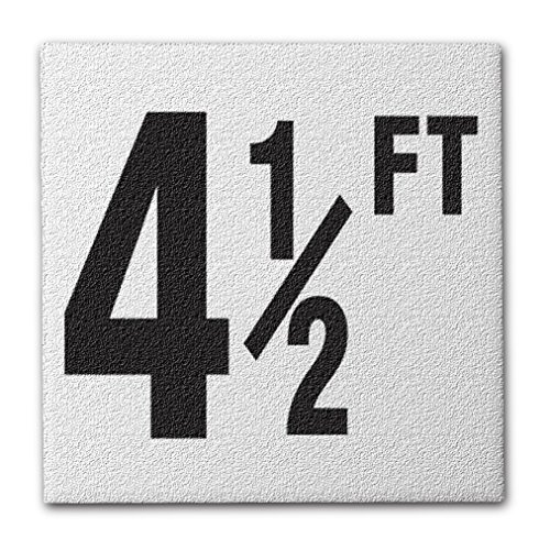 Ceramic Swimming Pool Deck Depth Marker " 4 1/2 FT " Abrasive Non-Slip Finish, 4 inch Font