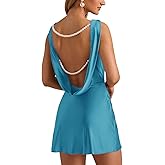 Smileven Satin Mini Homecoming Dresses for Teens 2025 Short Open Back Cocktail Party Gowns with Pearl Chain