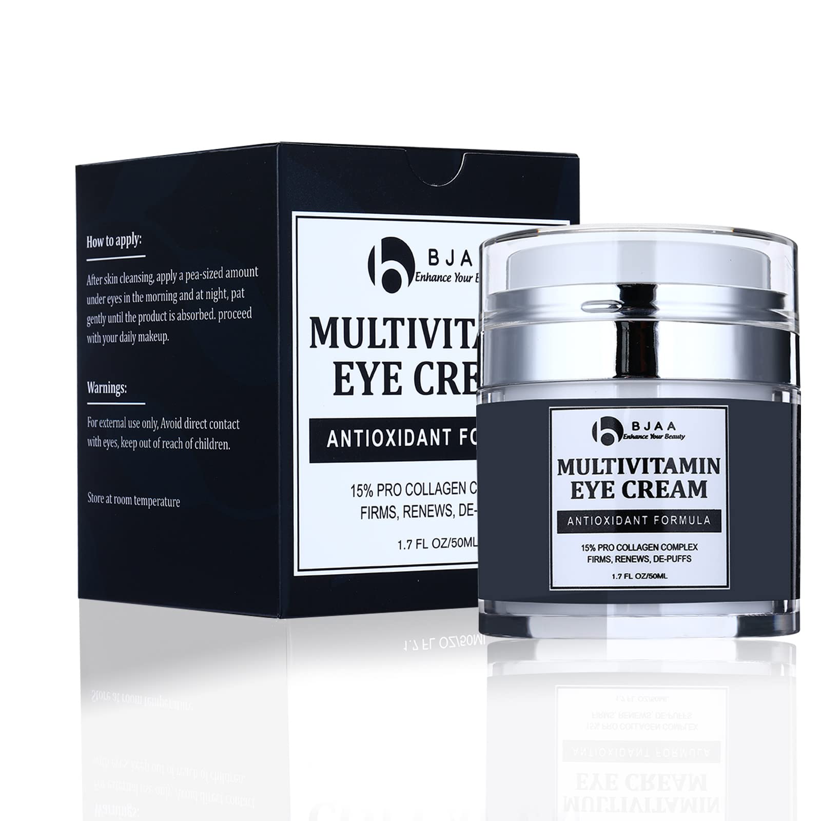 BJAA Multivitamin Eye Cream for Puffiness and Dark Circles - Active Night Repair Cream - Reduce Deep Wrinkles, Fine lines and Boost Skin Firmness (50ml)