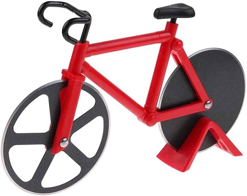 hou zhi liang Pizza Cutter Bike Pizza Blaze bike Bicycle shape Pizza Cutter Slicer Dual Stainless Steel Wheel Blades…