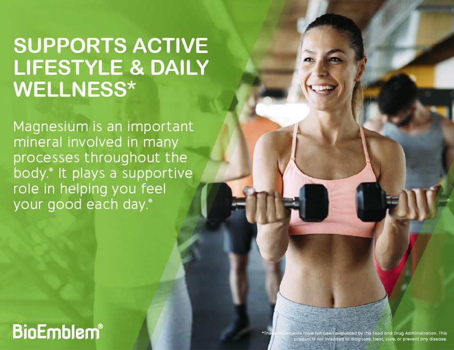 BioEmblem Triple Magnesium Complex | 300mg Magnesium Glycinate, Malate & Citrate | High Absorption Chelated Formula | Vegan, Non-GMO, Gluten-Free | 90 Capsules