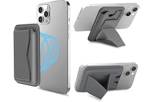 M-Plateau MagSafe Wallet with Vegan Leather Card Bag - The Ultimate iPhone 15/14 Phone Wallet with Magnetic Stand-Secure, Convenient, And Stylish!(Grey)