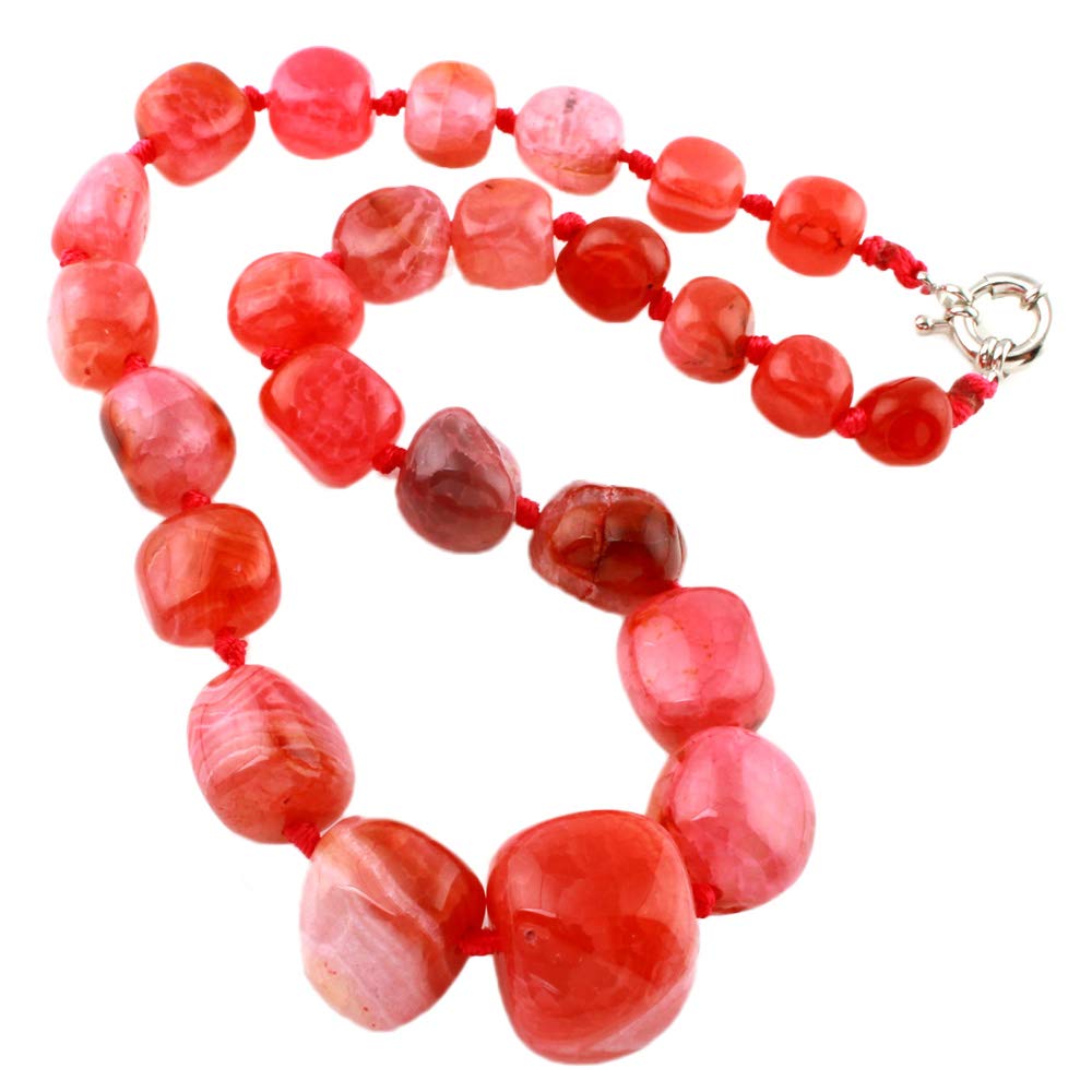 TreasureBay Stunning Agate Gemstone Chunky Necklace for Women and Girls (Pink) — image 1