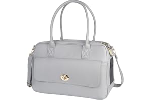MINSONG Fashion Pet Carrier Dog Purse Carrier Cat Soft-Sided Carriers for Puppy Kitten, Stylish Leather Handbag Tote Travel Pet Bag for Small Dogs Cats, TSA Airline Approved (Grey)
